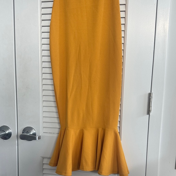 Fashion Nova Mustard One Shoulder Dress - Picture 7 of 8